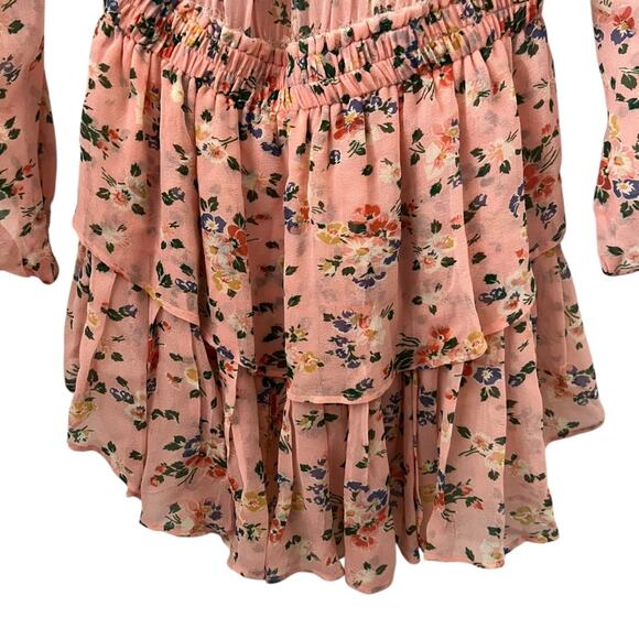 Loveshackfancy Popover Sunset Pink Floral Silk Mini Dress Size S - Picture 6 of 14
